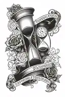 Hourglass with the phrase "everything passes" tattoo design idea
