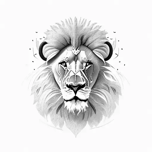 Lion with ram tattoo design idea