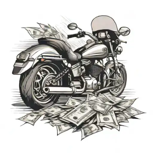 motorcycle speeding on gta with bags of money   tattoo design idea