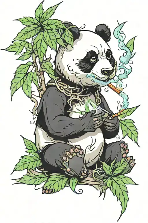 panda smoking weed tattoo design idea