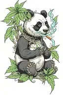 panda smoking weed tattoo design idea