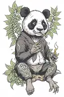 panda smoking weed tattoo design idea