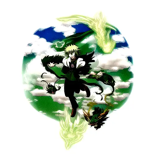 green Dragon with clouds tattoo design idea
