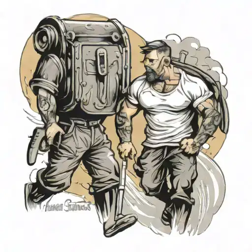hard times create strong men walking tattoo design idea