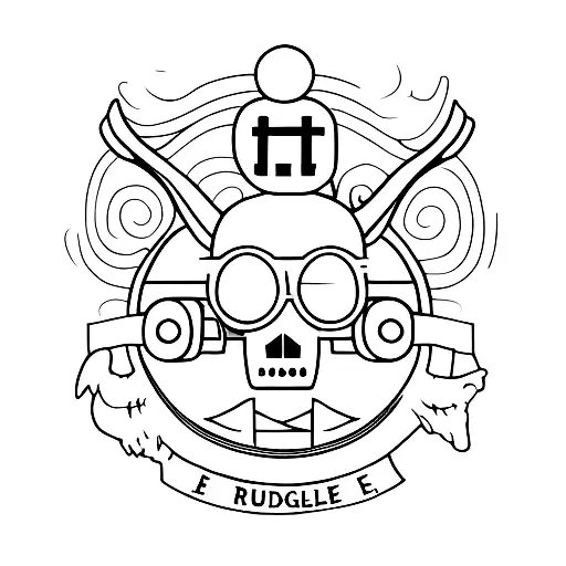 A minimalist tattoo of a bus with the word 'Rutledge' incorporated into the design tattoo design idea