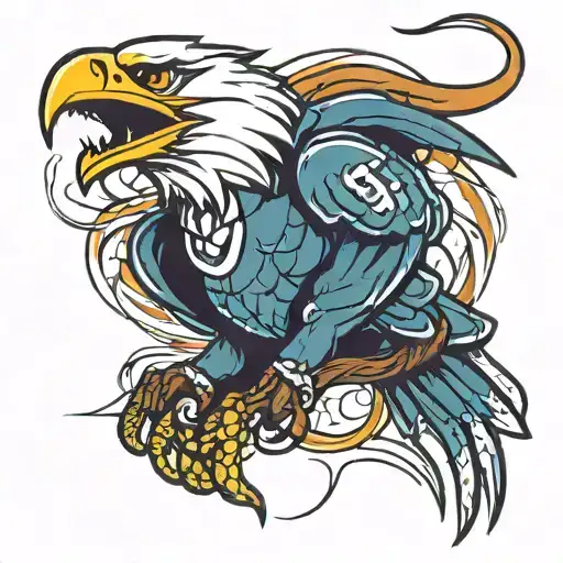 eagle snake fox football  tattoo design idea