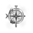 mysterious disappearing forest path with broken compass tattoo design idea