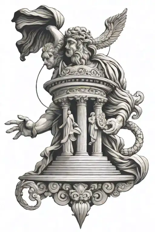 Greek and Georgian culture and history combined tattoo design idea