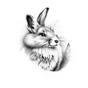 fox hunting bunny tattoo design idea