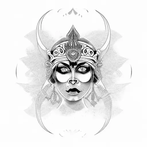 godess of death kali angry tattoo design idea