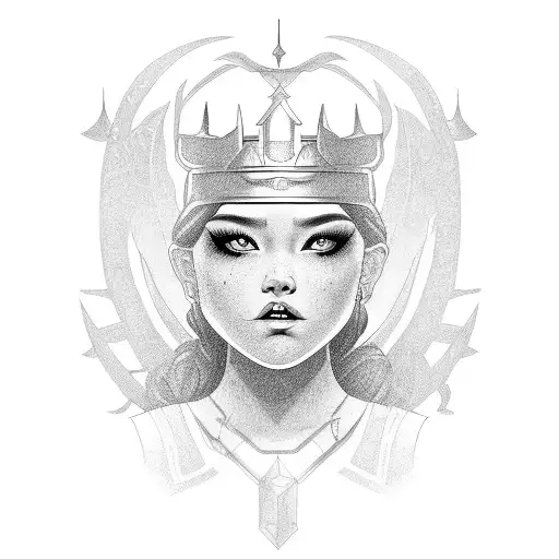 A portrait of your daughter as a warrior princess tattoo design idea