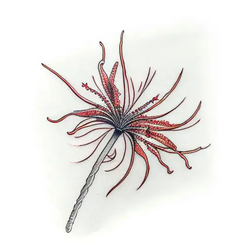 red spider lily with a date next to it tattoo design idea