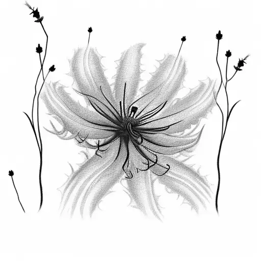 red spider lily with a date next to it tattoo design idea