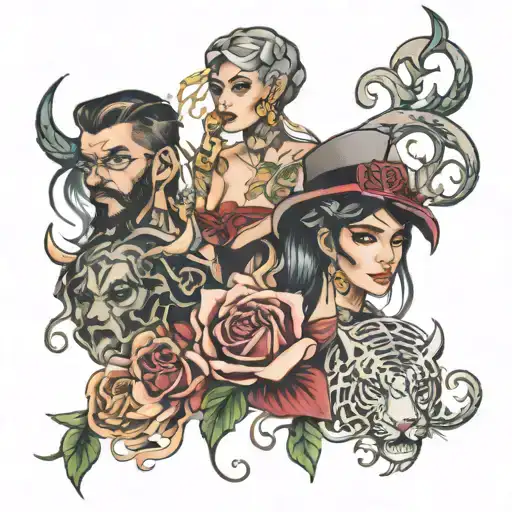 joanne, ezekiel, cassandra, charlotte, elijah tattoo design idea