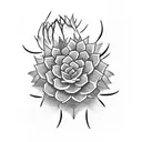 black and white cactus tattoo with flower  tattoo design idea