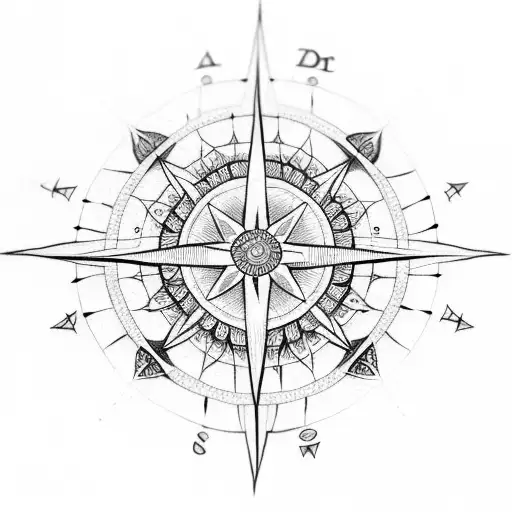 mandala and compass tattoo design idea