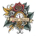 time heals all wounds in cursive writing tattoo design idea