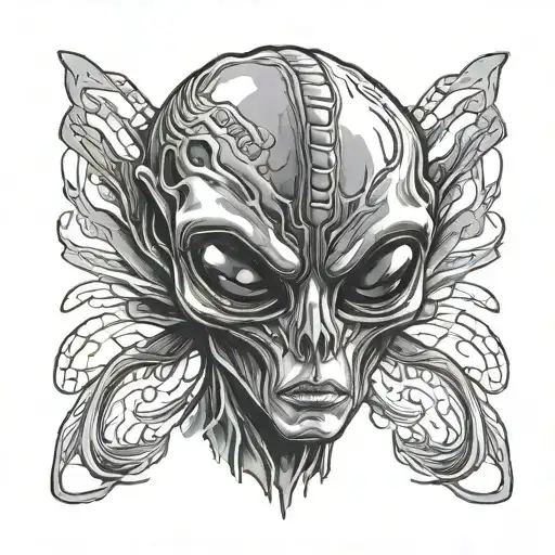 alien face tattoo design idea