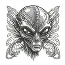 alien face tattoo design idea