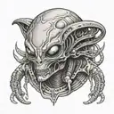 alien face tattoo design idea