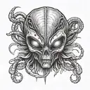 alien face tattoo design idea
