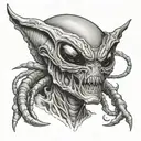 alien face tattoo design idea