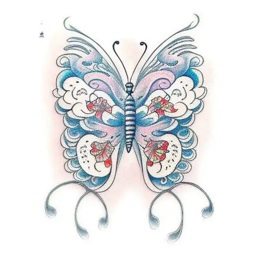 Japanese "Butterfly" Tattoo Idea BlackInk AI