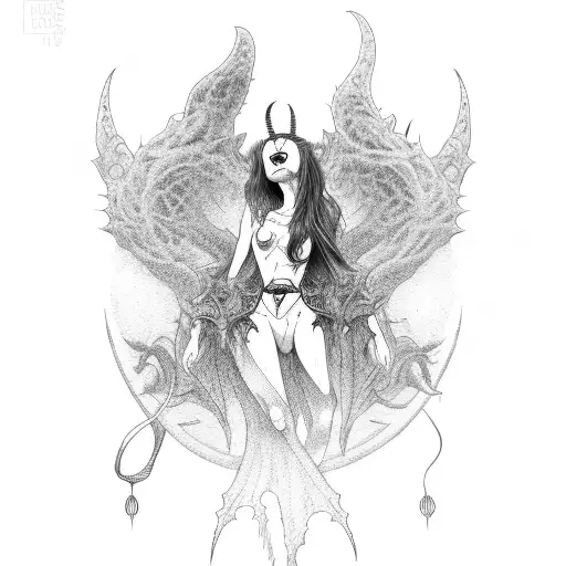aesthetic succubus,blood,moon tattoo design idea