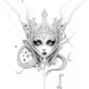 aesthetic succubus,blood,moon tattoo design idea