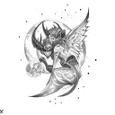 aesthetic succubus,blood,moon tattoo design idea