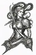 Joan of arc dark background black tattoo design idea