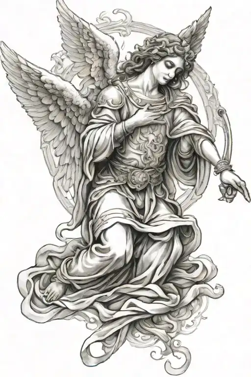 guardian angel kneeling angel tattoo design idea