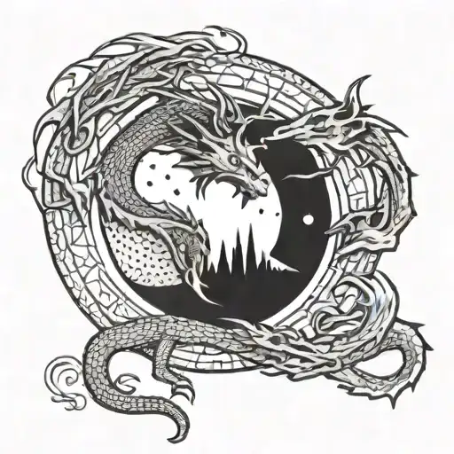 dragon +  kid cudi moon + bring me the horizon tattoo design idea
