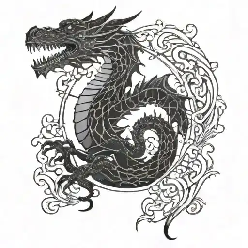 dragon + moon + bring me the horizon tattoo design idea