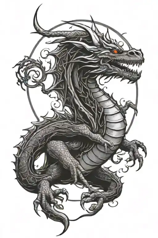 dragon +  kid cudi moon + bring me the horizon tattoo design idea