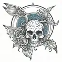 graoully + moon + bmth tattoo design idea