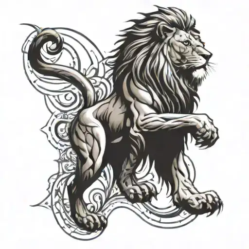Samson rips lions tattoo design idea