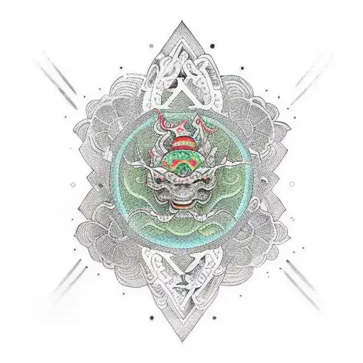 zen dmt sleeve tattoo design idea