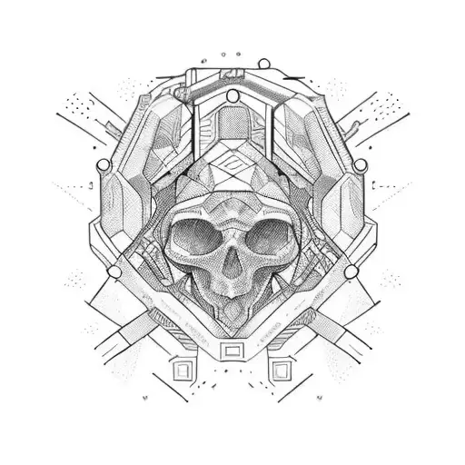 stickman con faccia di alieno che mantiene in mano un manubrio da palestra, ai cui lati ha un disco e un cervello tattoo design idea