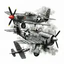 paratroopers and p51 mustang tattoo design idea