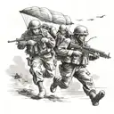 world war 2   paratroopers landing on a warzone tattoo design idea