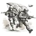 world war 2   paratroopers landing on a warzone tattoo design idea