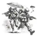 world war 2   paratroopers landing on a warzone tattoo design idea