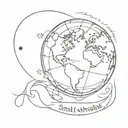 Earth globe with written under "small worlds" tattoo design idea