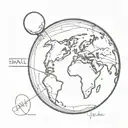 Earth globe with written under "small worlds" tattoo design idea