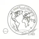 Earth globe with written under "small worlds" tattoo design idea