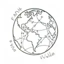 Earth globe with written under "small worlds" tattoo design idea