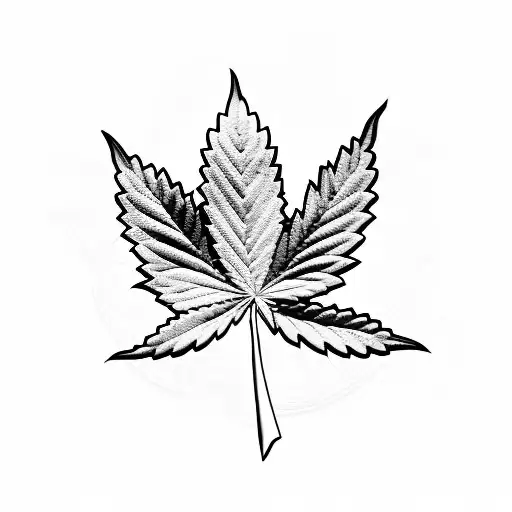 A blackwork design of a cannabis leaf with medical symbols intertwined, symbolizing the client's interest in medicine and marijuana tattoo design idea