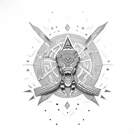 michoacan bold letters with aztec design in middle tattoo design idea