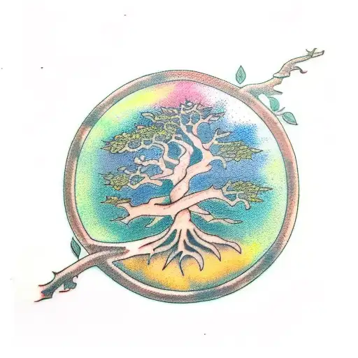 Yggdrasil tree branch tattoo design idea